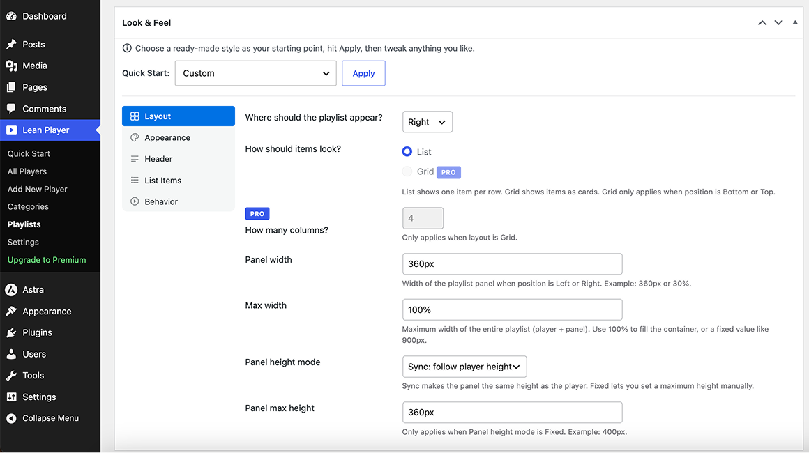Customize the playlist look and feel
