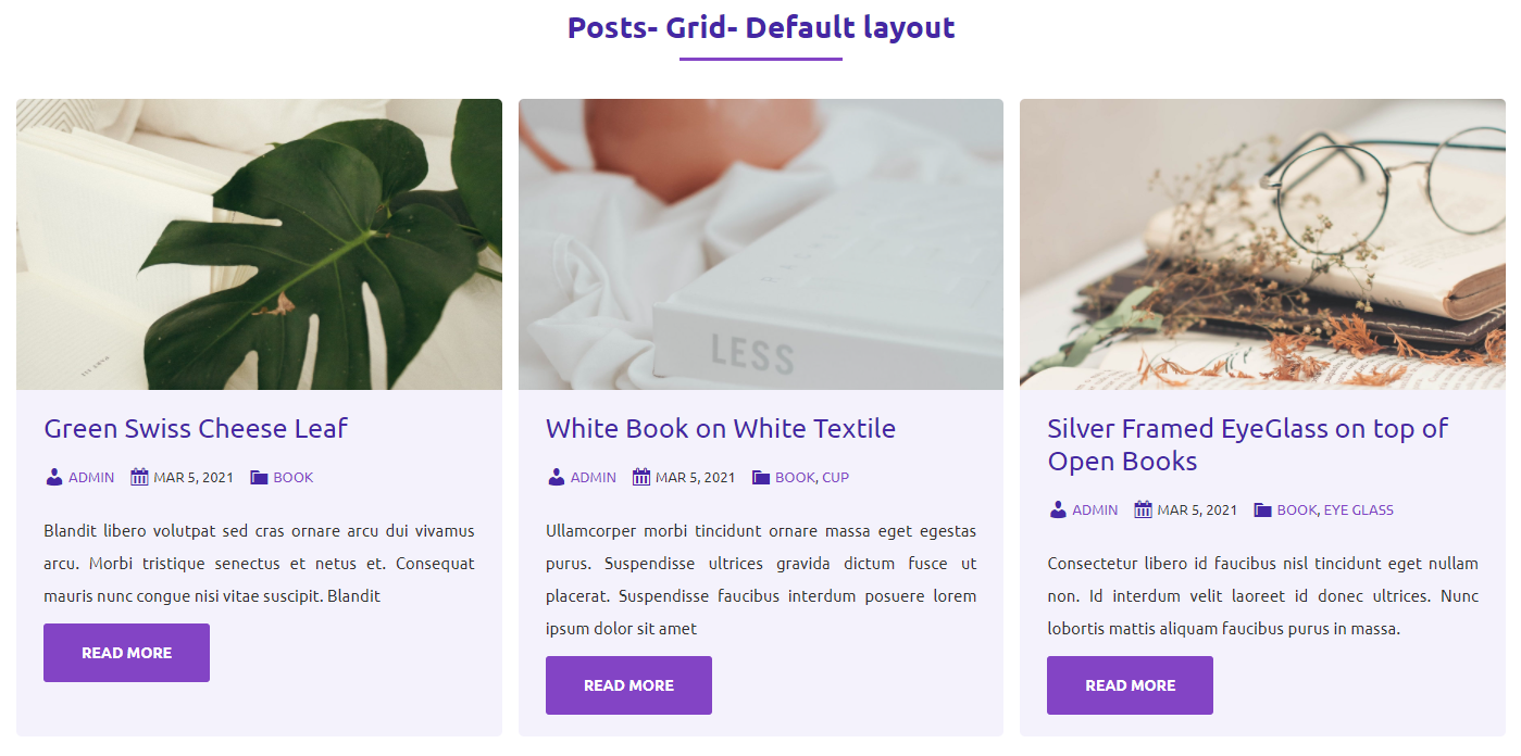 Posts- Grid- Title Meta layout, Customize