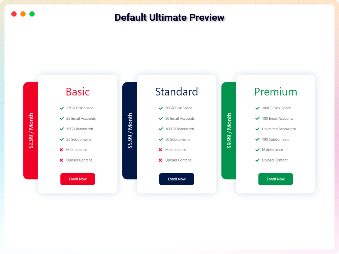 Pricing Table Block - Ultimate