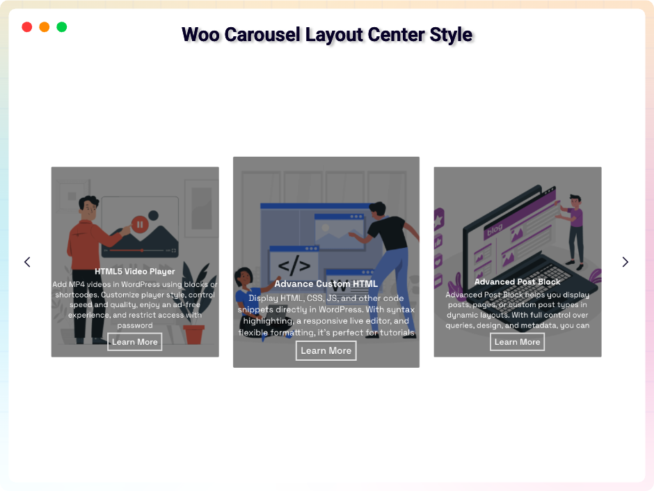 Woo Carousel Layout Center Style