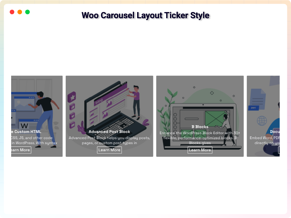 Woo Carousel Layout Ticker Style