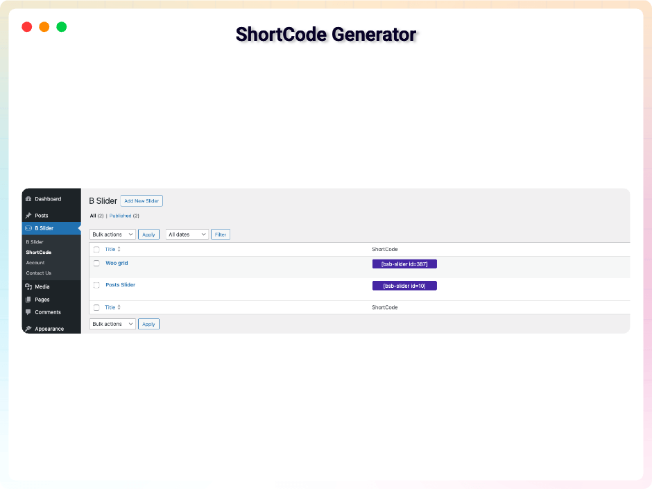Shortcode Generator