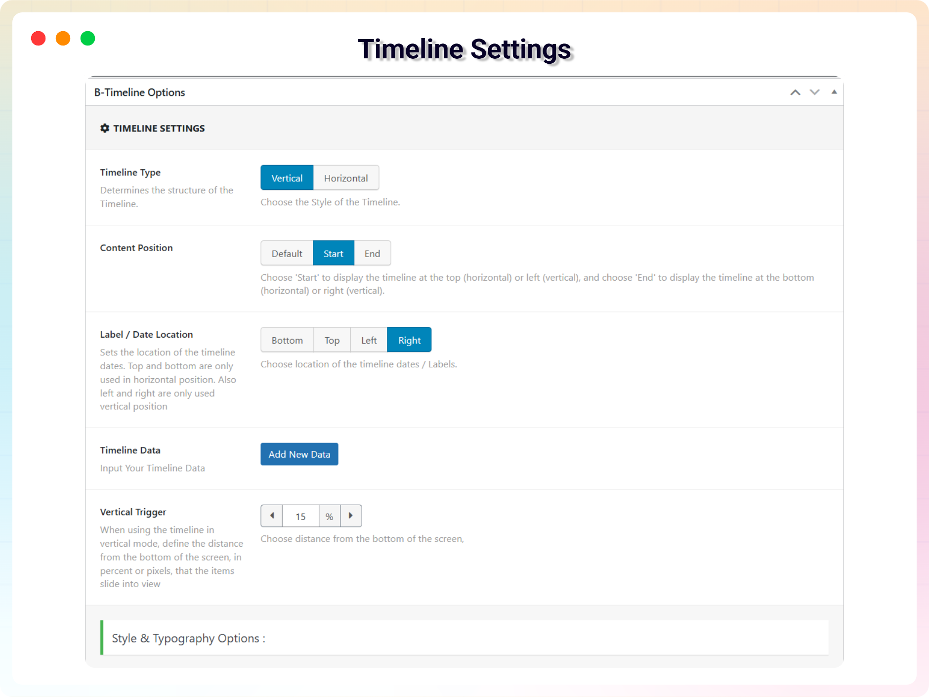B-Timeline Settings