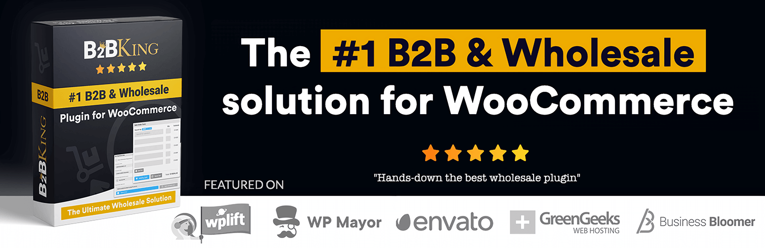 WordPress 外掛 B2BKing — Ultimate WooCommerce Wholesale and B2B Solution — Wholesale Order Form, Catalog Mode, Dynamic Pricing & More 的封面圖片。