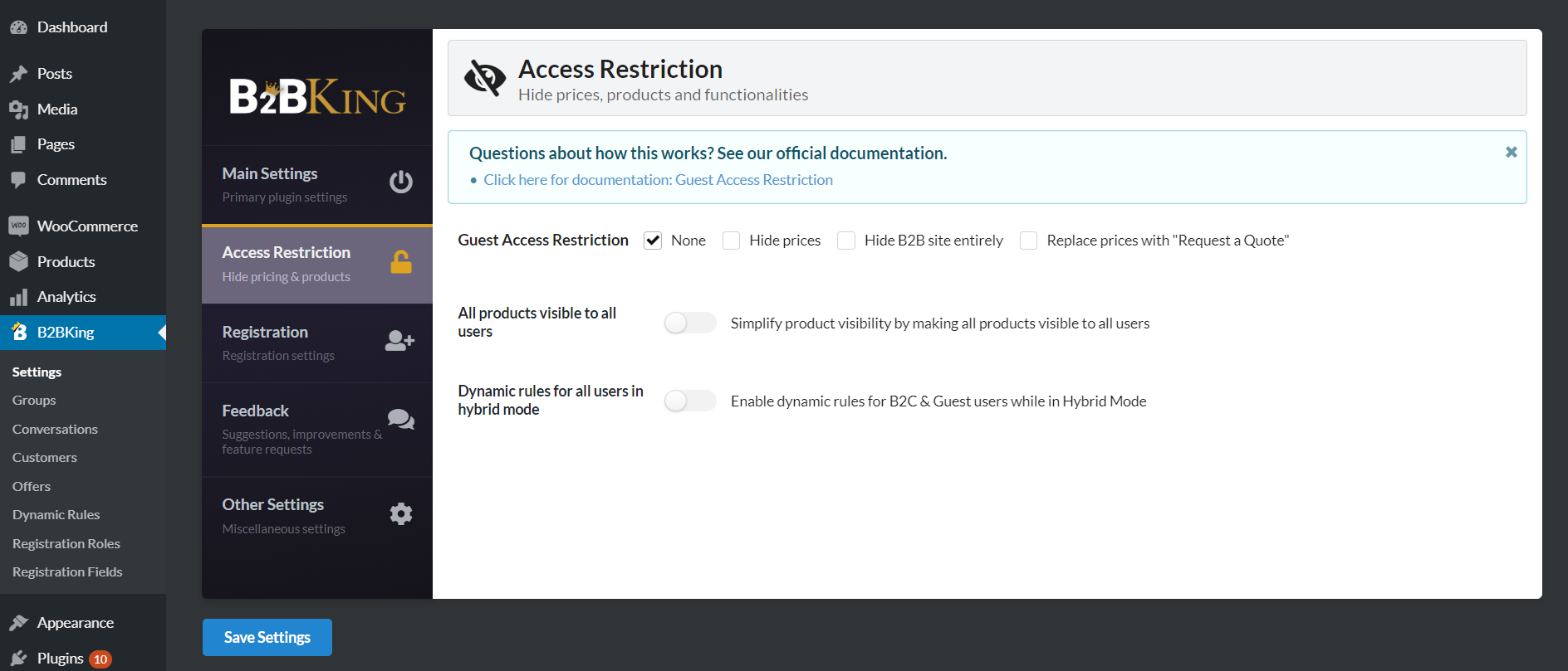 Settings Page