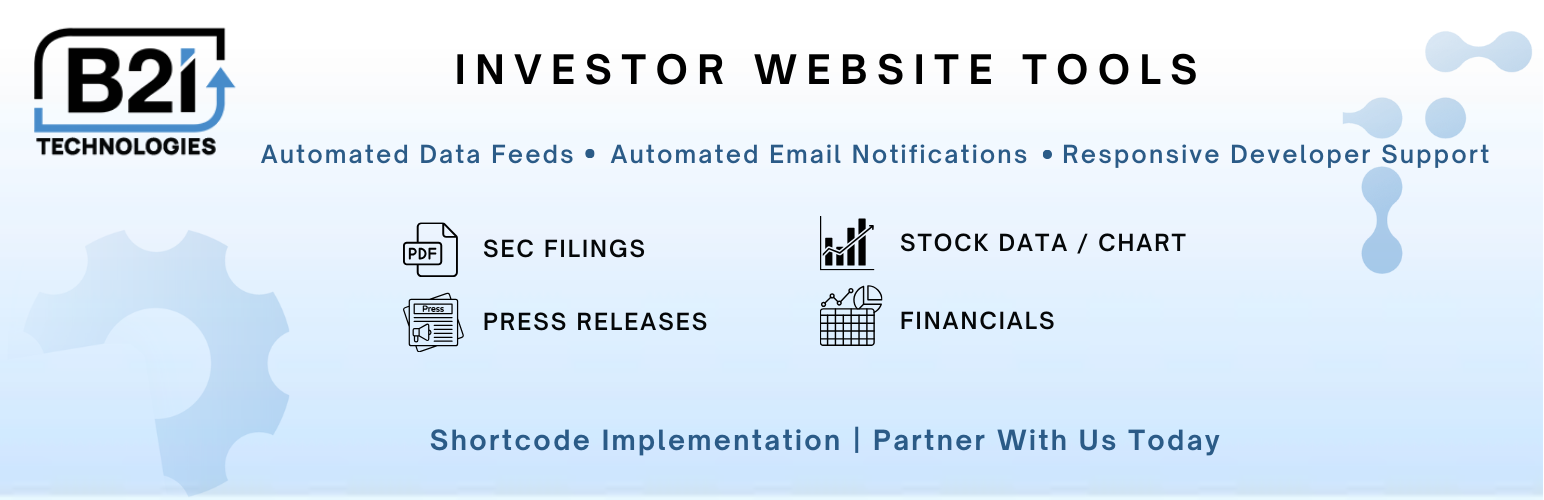WordPress 外掛 B2i Investor Tools 的封面圖片。