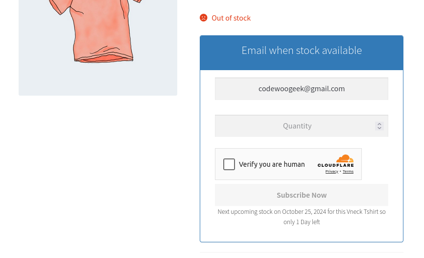 Subscribe Form Frontend with Estimate Stock Arrival Message