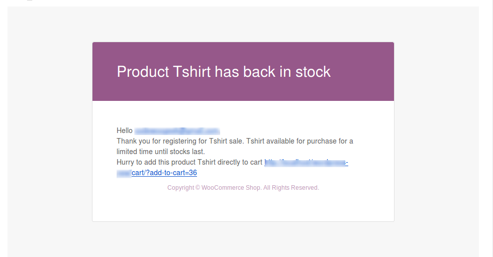 Back In Stock Email