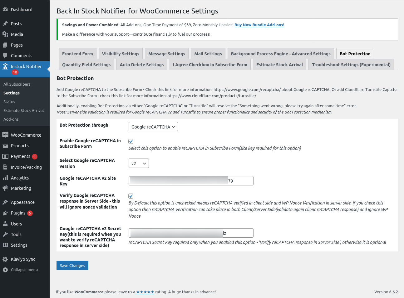 Bot Protection Settings