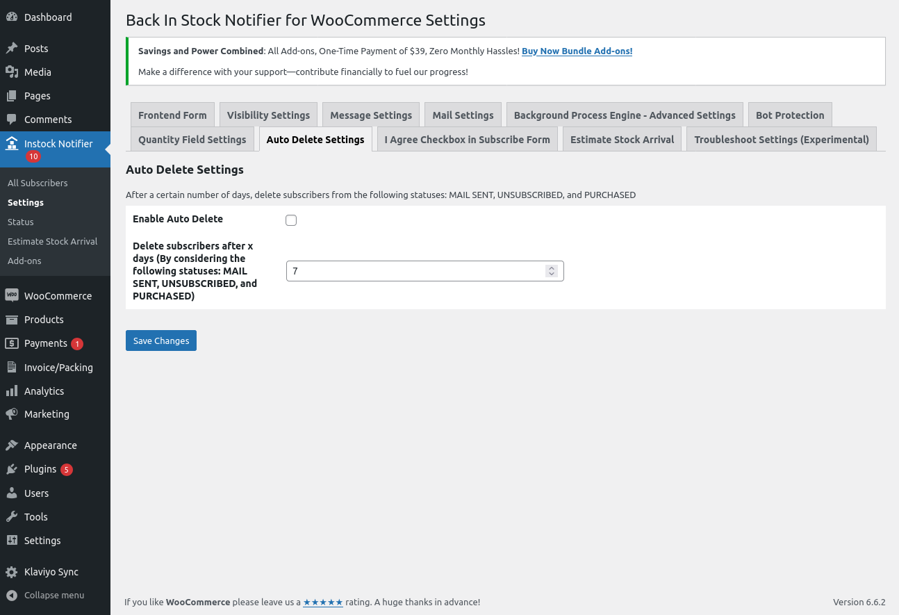 Auto Delete Settings