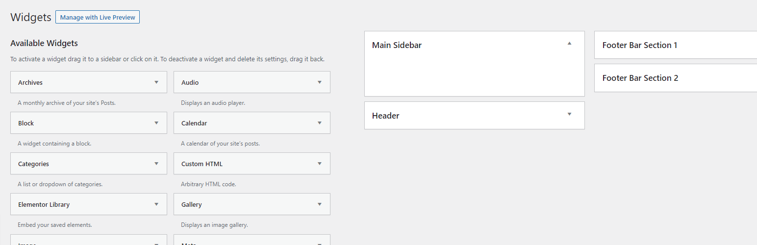 Back to Normal Widgets