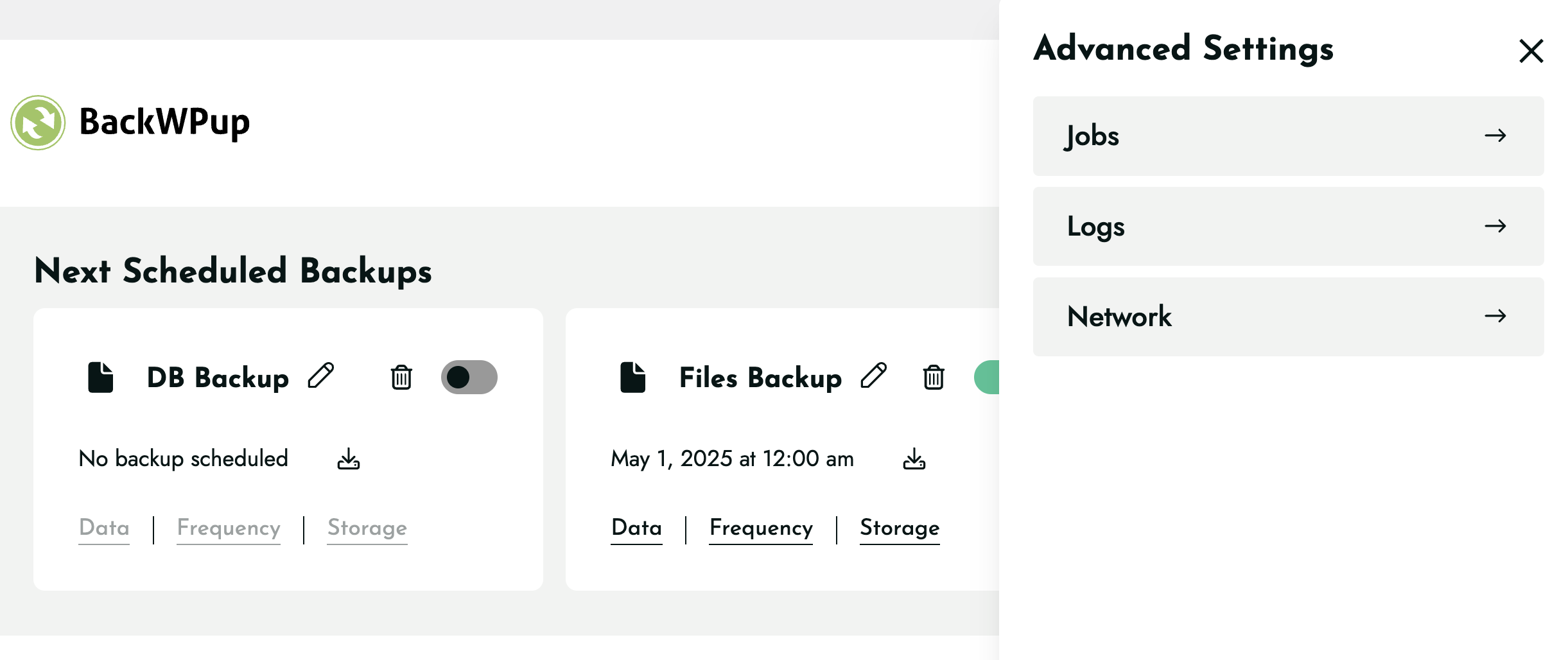 Configure all your backup settings