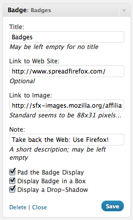 Boxing a Badge to SpreadFirefox with an added drop-shadow