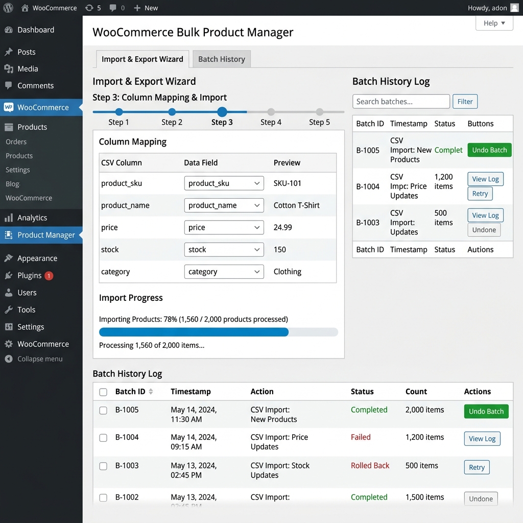 Bulk price manager with preview calculation before applying.