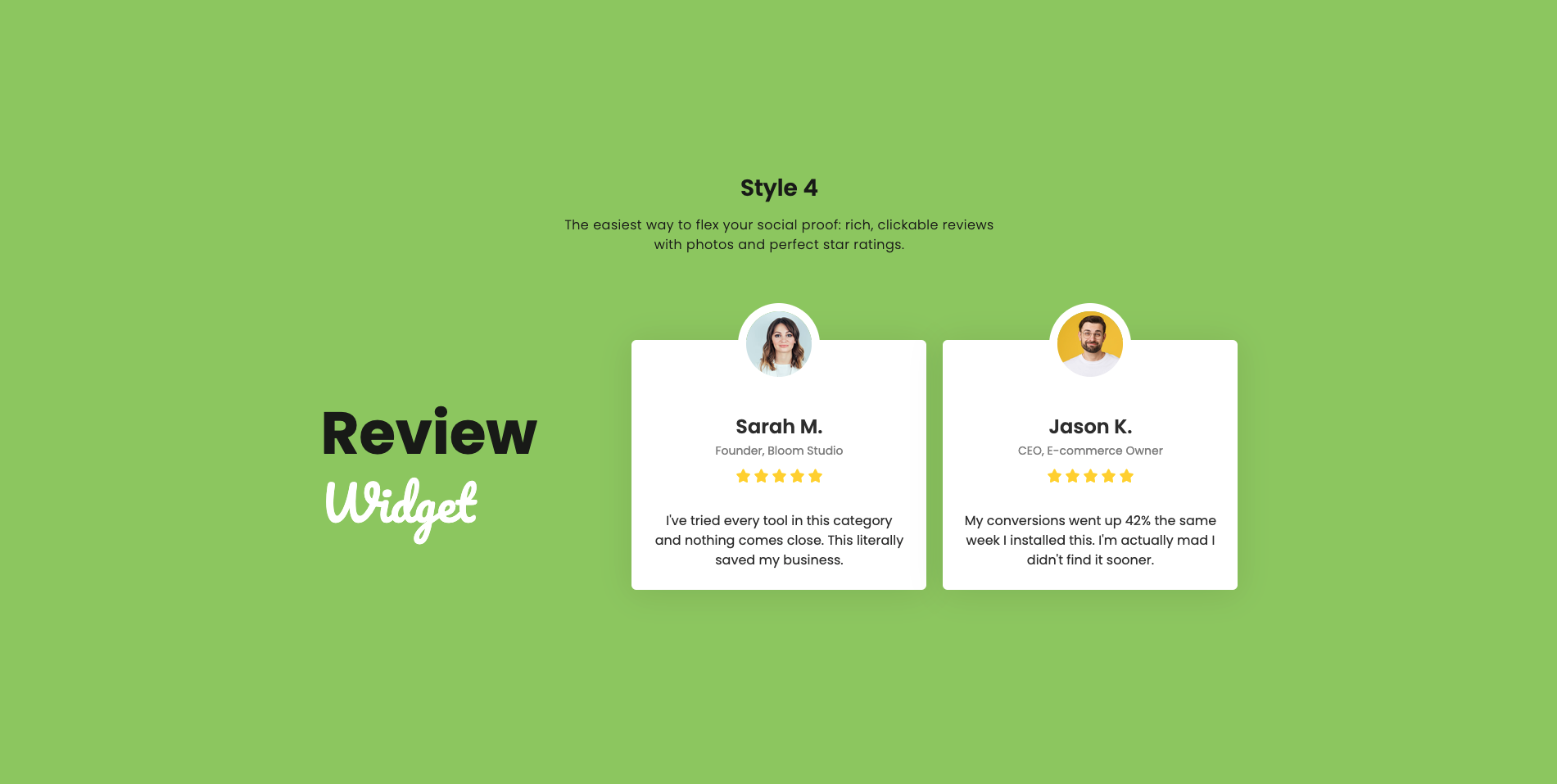 Review widget with image offset