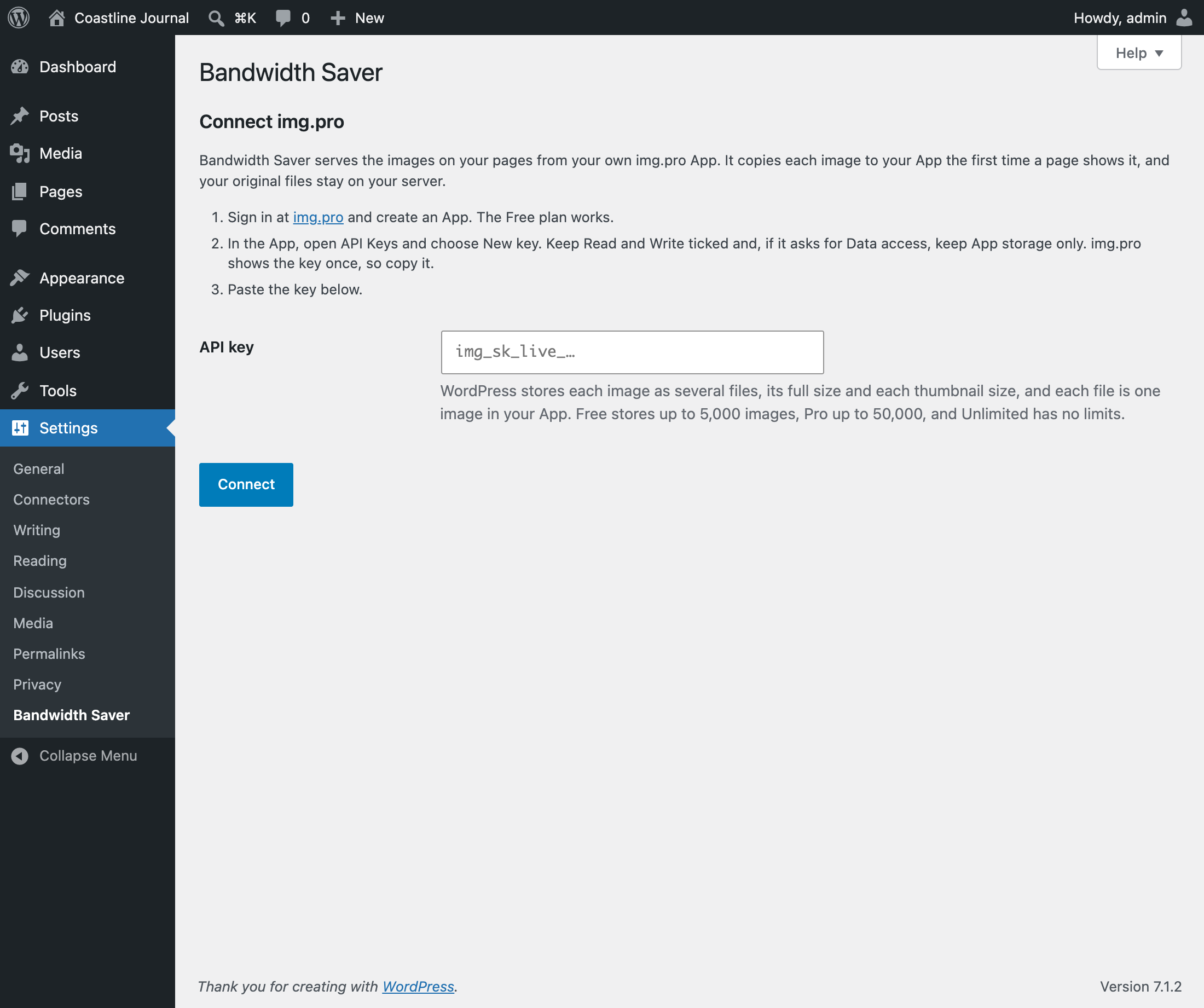 Connect your img.pro App with an API key