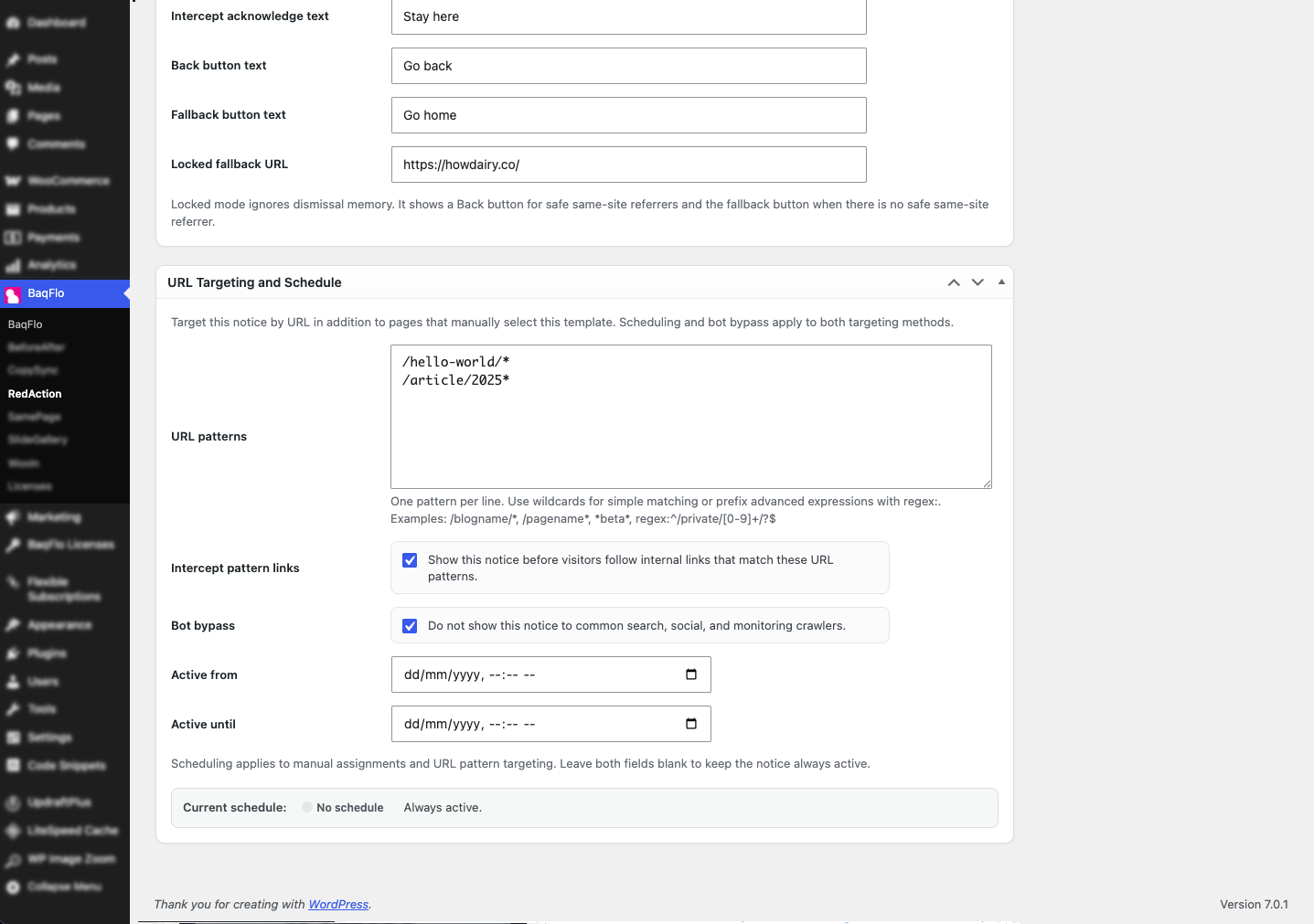 Target pages, URL patterns and schedules from one reusable rule.