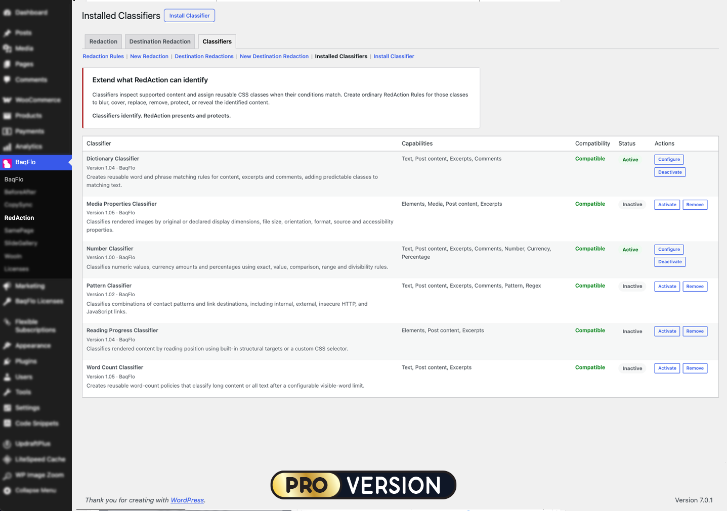 PRO: Intelligent Content Classifiers automatically identify content before Redaction Rules are applied.
