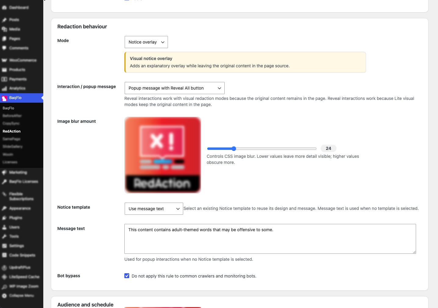 Configure reveal interactions, visual styles and reusable popup messages.