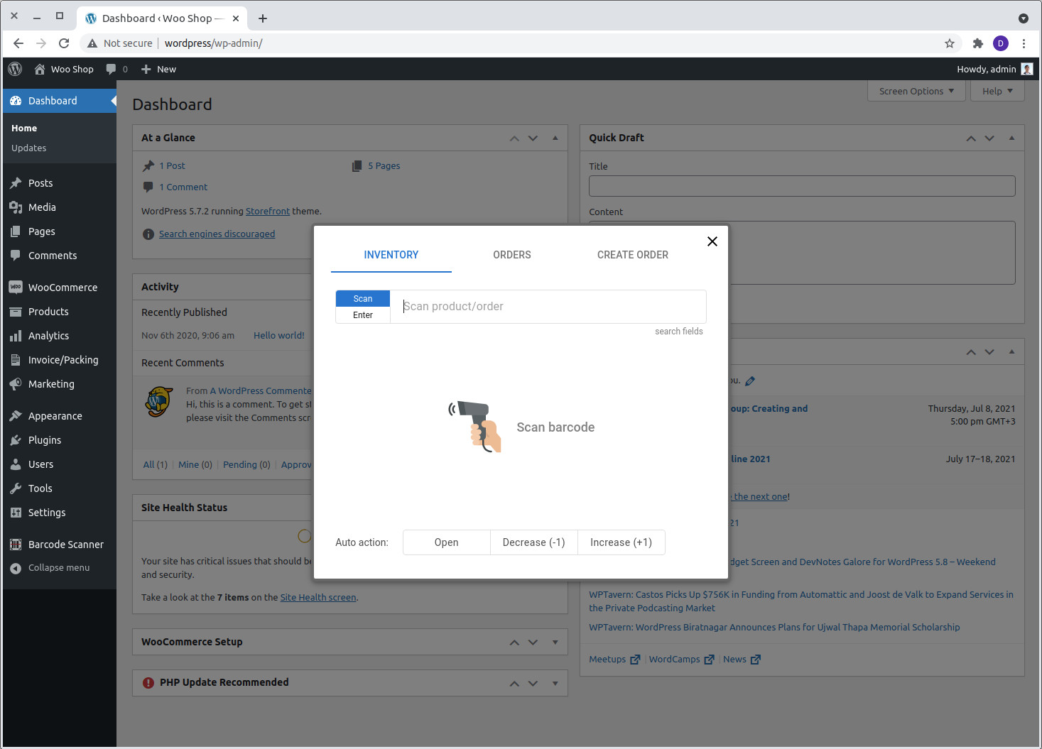 Barcode Scanner and Inventory manager. POS (Point of Sale) &#8211; scan barcodes &amp; create orders with barcode reader.