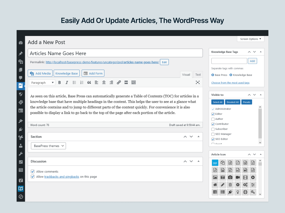 Knowledge Base documentation & wiki plugin – BasePress Docs