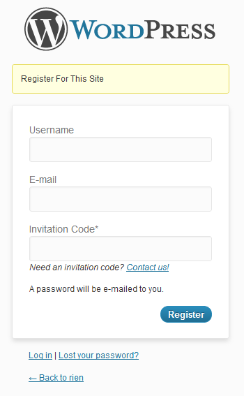 Registration form