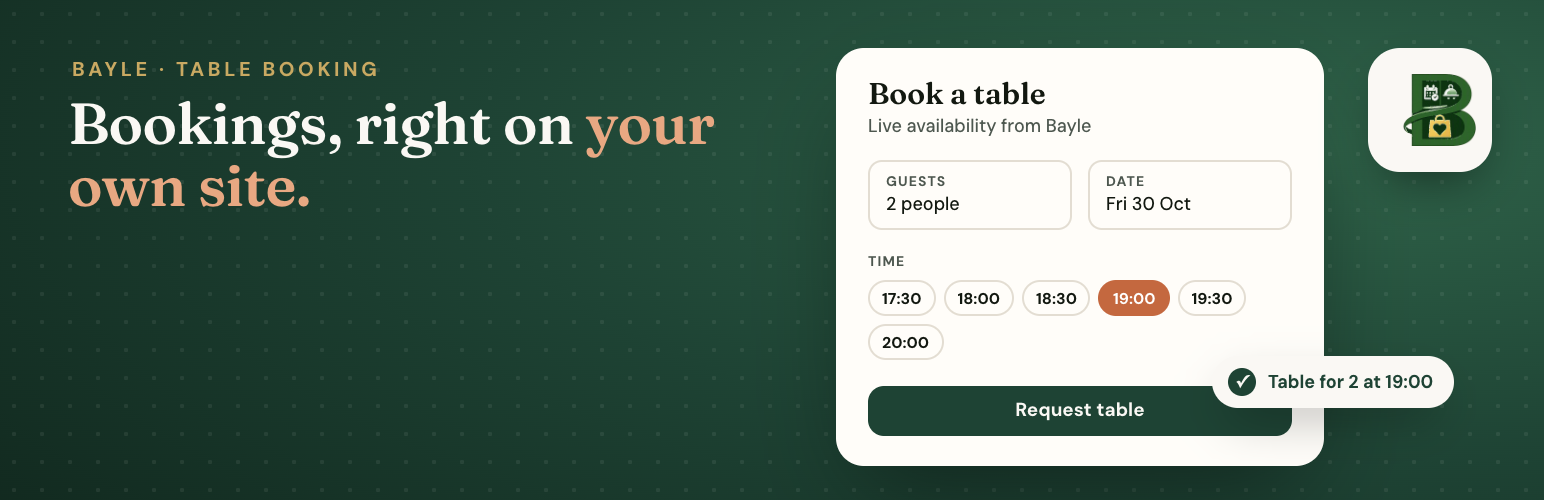 WordPress 外掛 Bayle Booking Widget 的封面圖片