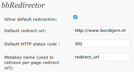 The bbRedirector settings screen.