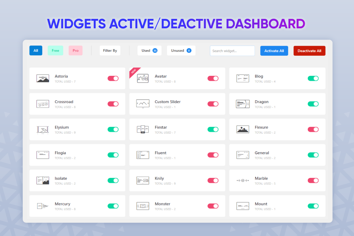 Widget demo of prime slider