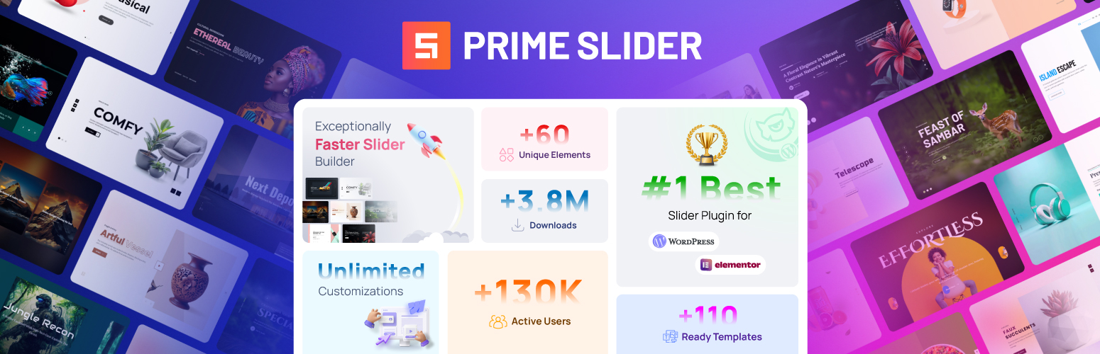 WordPress 外掛 Prime Slider – Addons For Elementor (Revolution of a slider, Hero Slider, Post Slider and Ecommerce Slider) 的封面圖片。