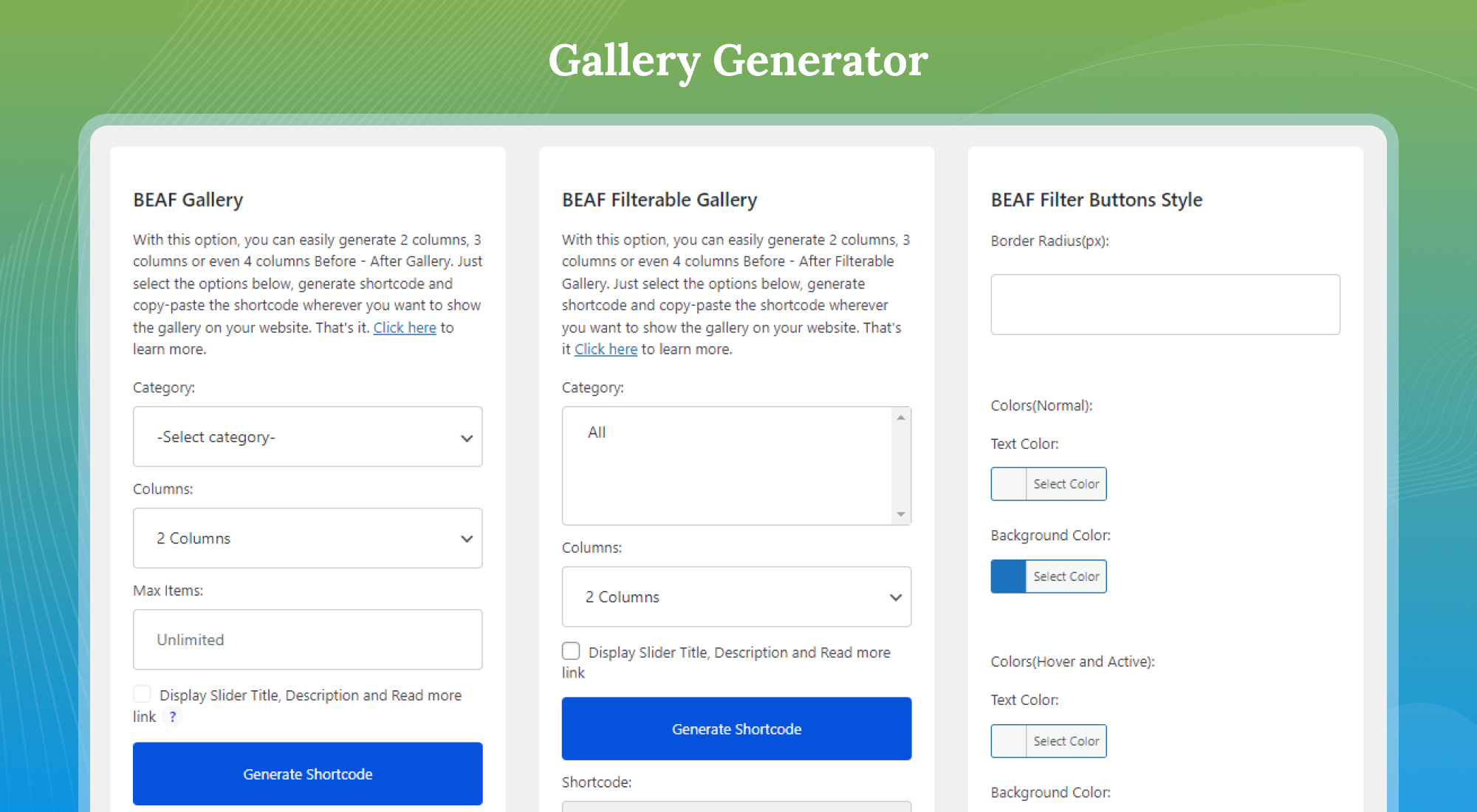 Slider Gallery Generator