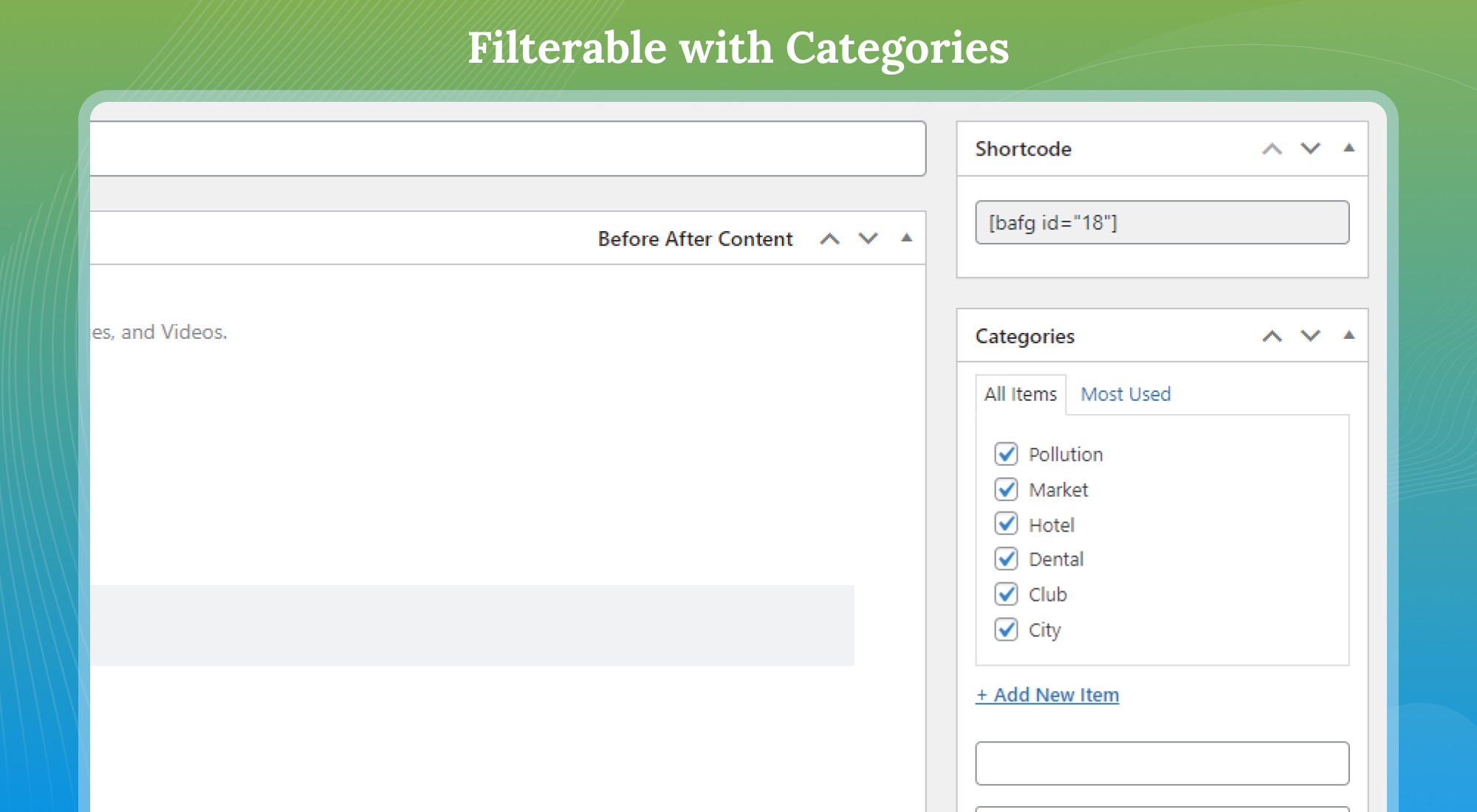 Filterable Gallery Based on Categories