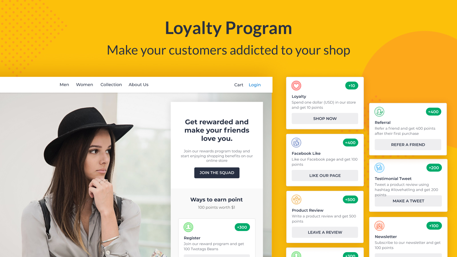 Loyalty & rewards program: Make your customers addicted to your shop.