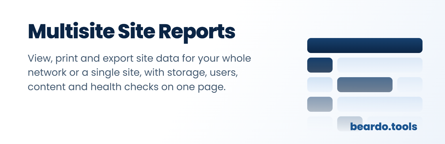 WordPress 外掛 Beardo Multisite Site Reports 的封面圖片