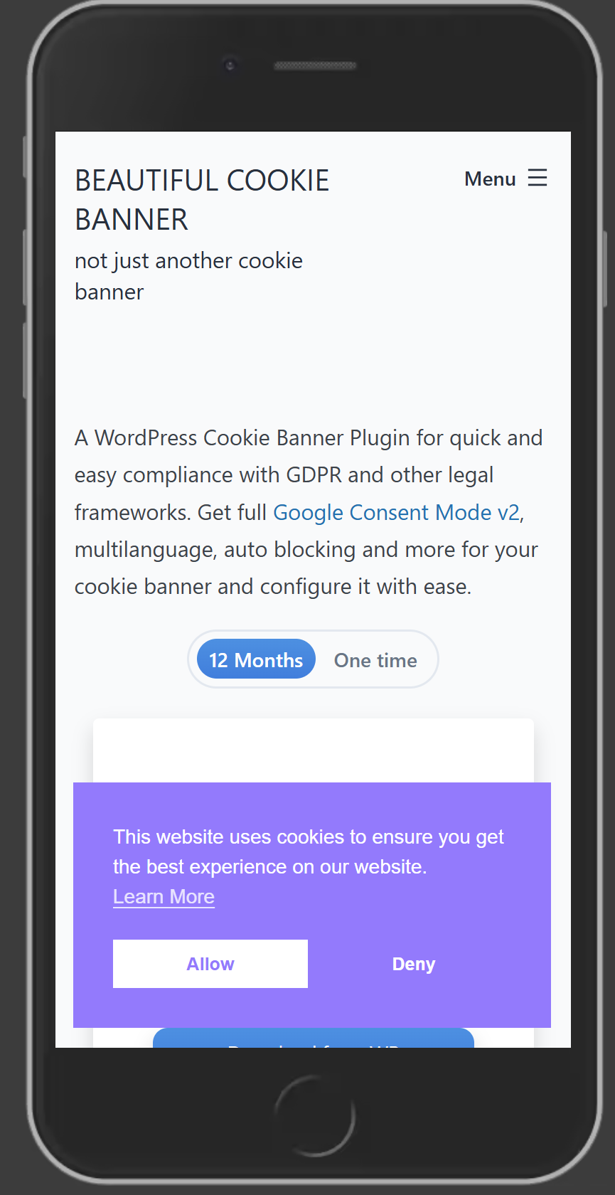 Set the text and customize the links of the Cookie Banner.