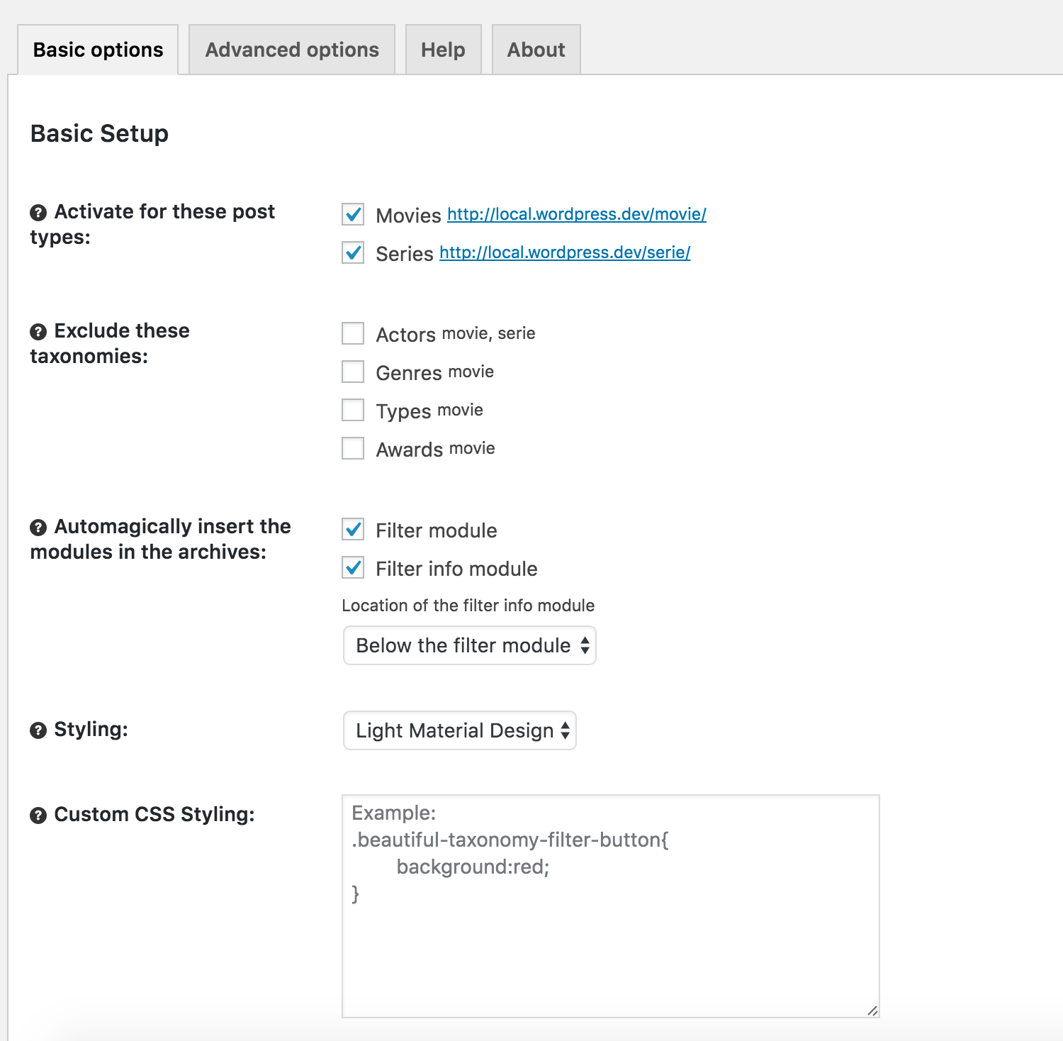 Beautiful taxonomy filters