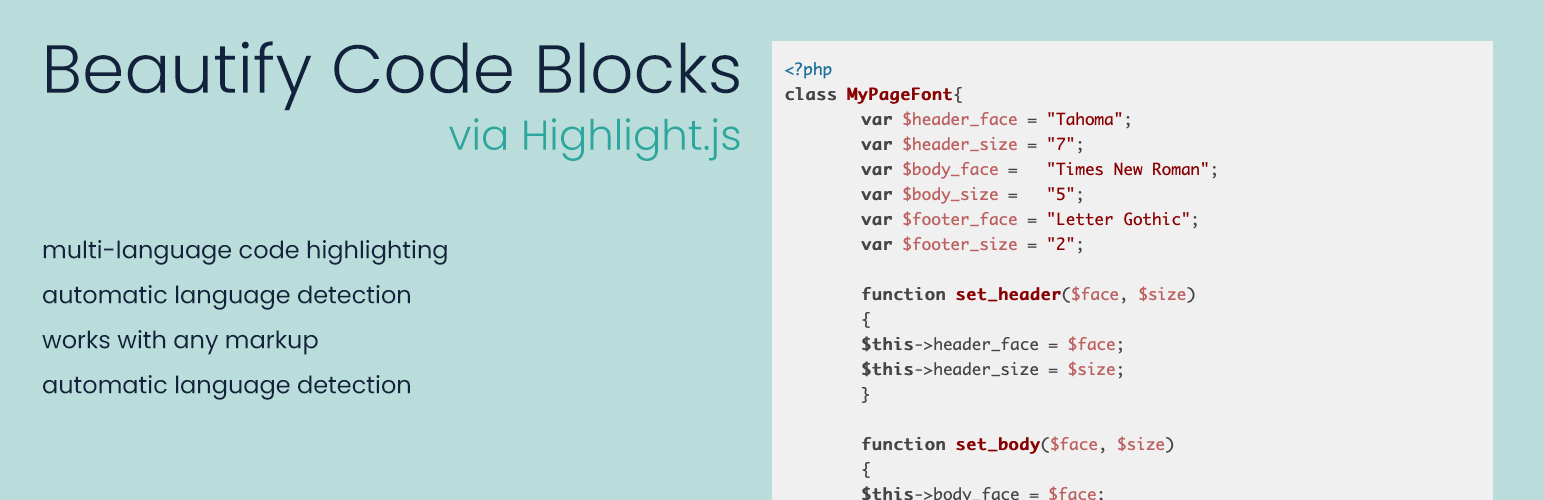 Beautify Code Blocks via Highlight.js