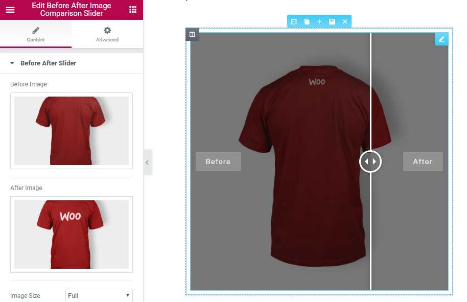 Before After Image Comparison Slider for Elementor