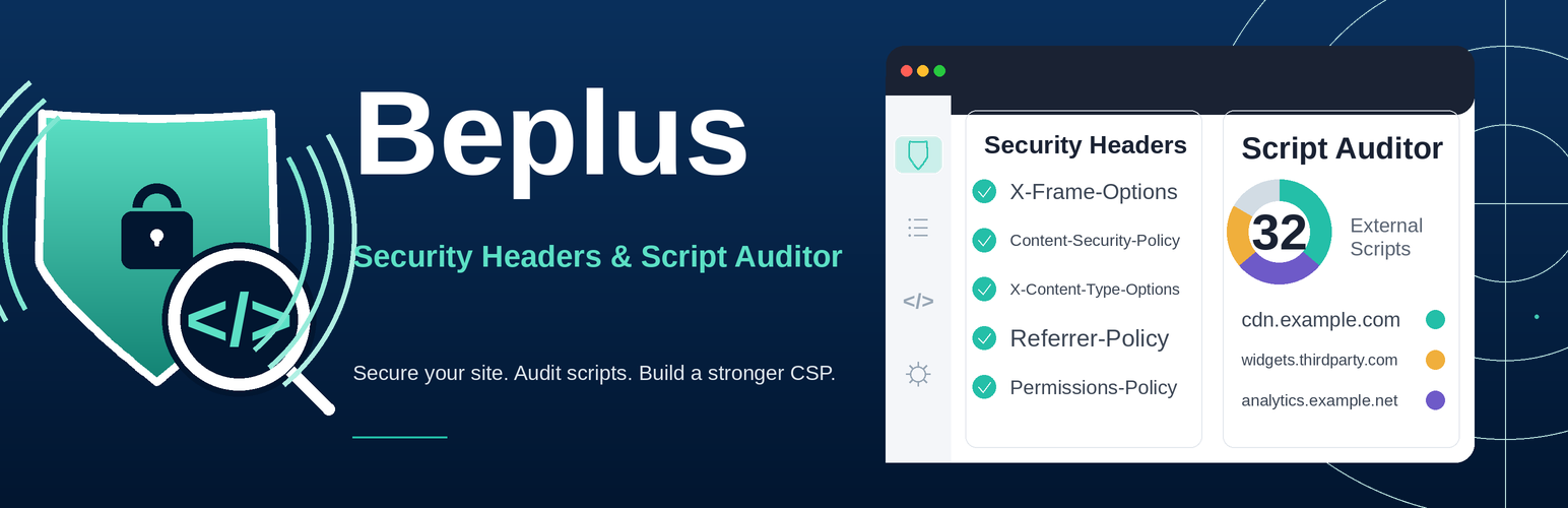 WordPress 外掛 Beplus Security Headers & Script Auditor 的封面圖片