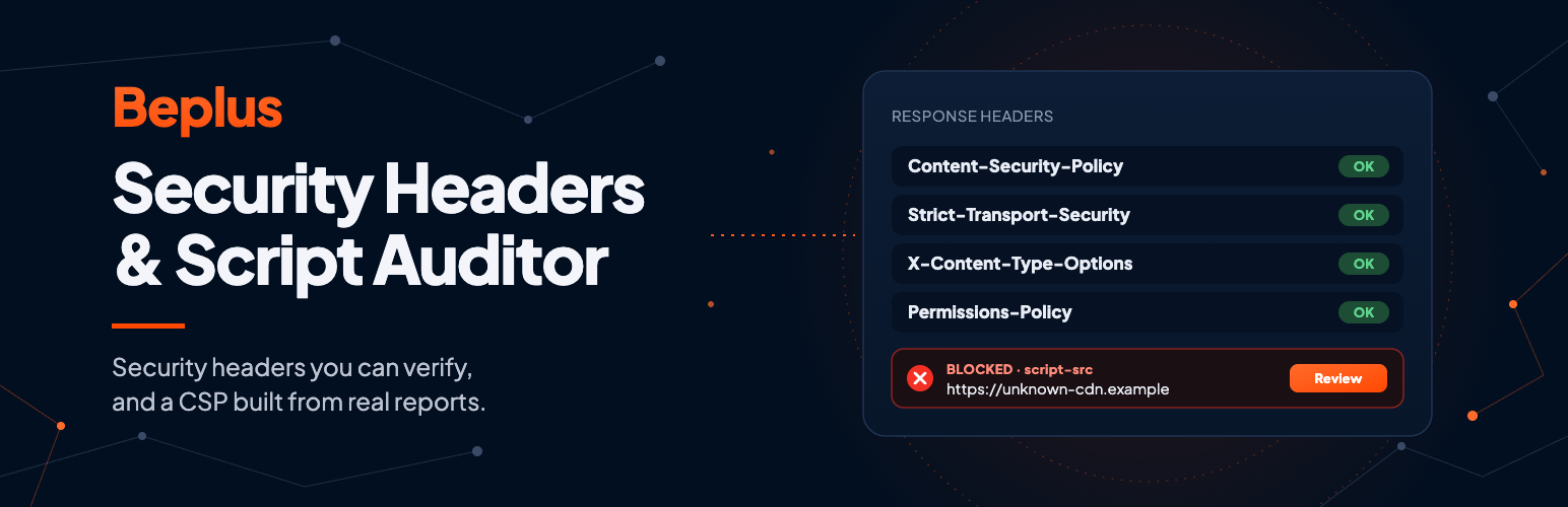 Beplus Security Headers & Script Auditor preview
