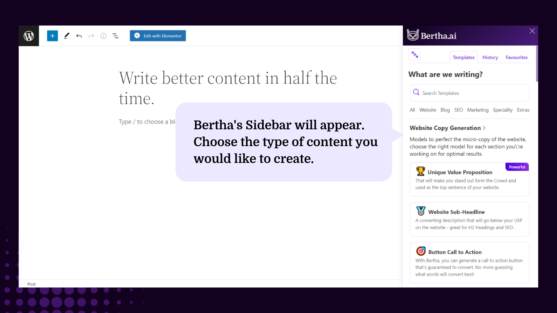 BERTHA AI. Your AI co-pilot for WordPress and Chrome