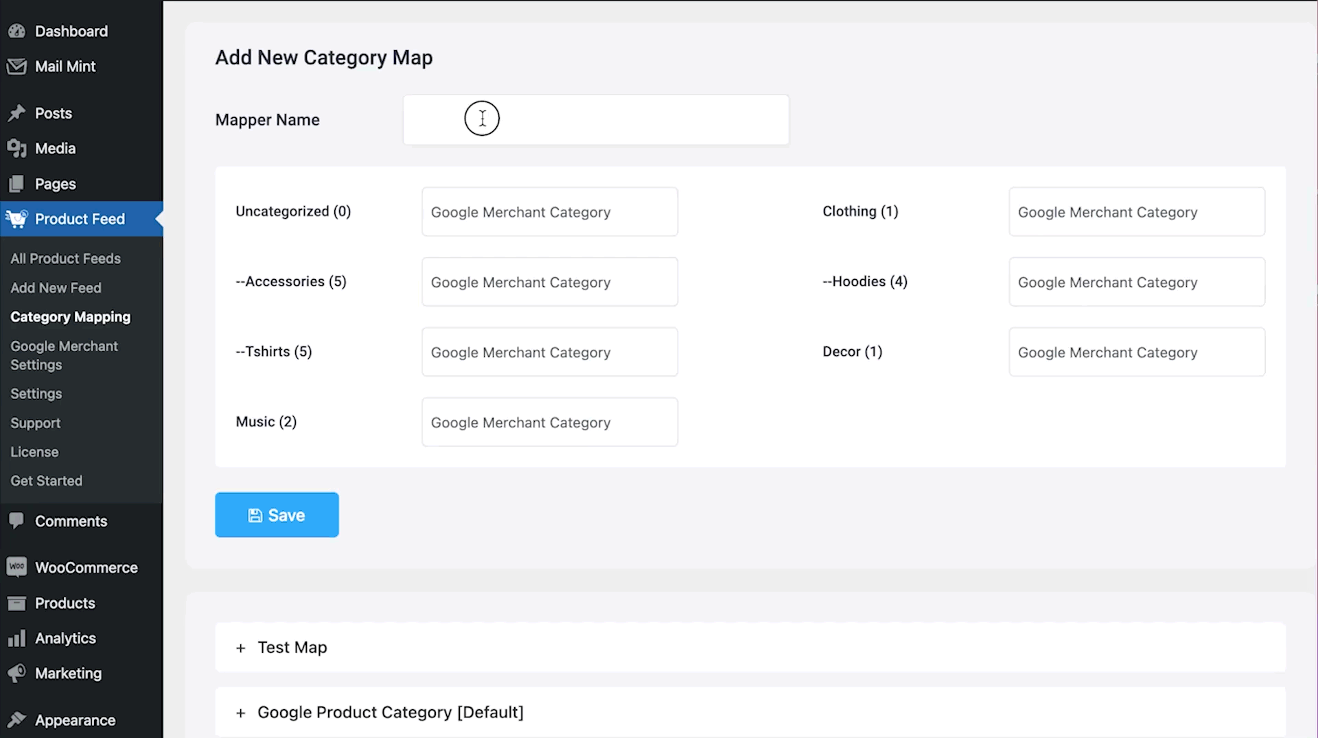 Map your WooCommerce product categories according to your preferred merchant (Example: Google Merchant Category)