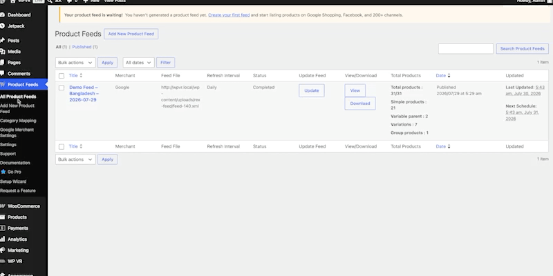 Create your first feed with automated tooltip guide