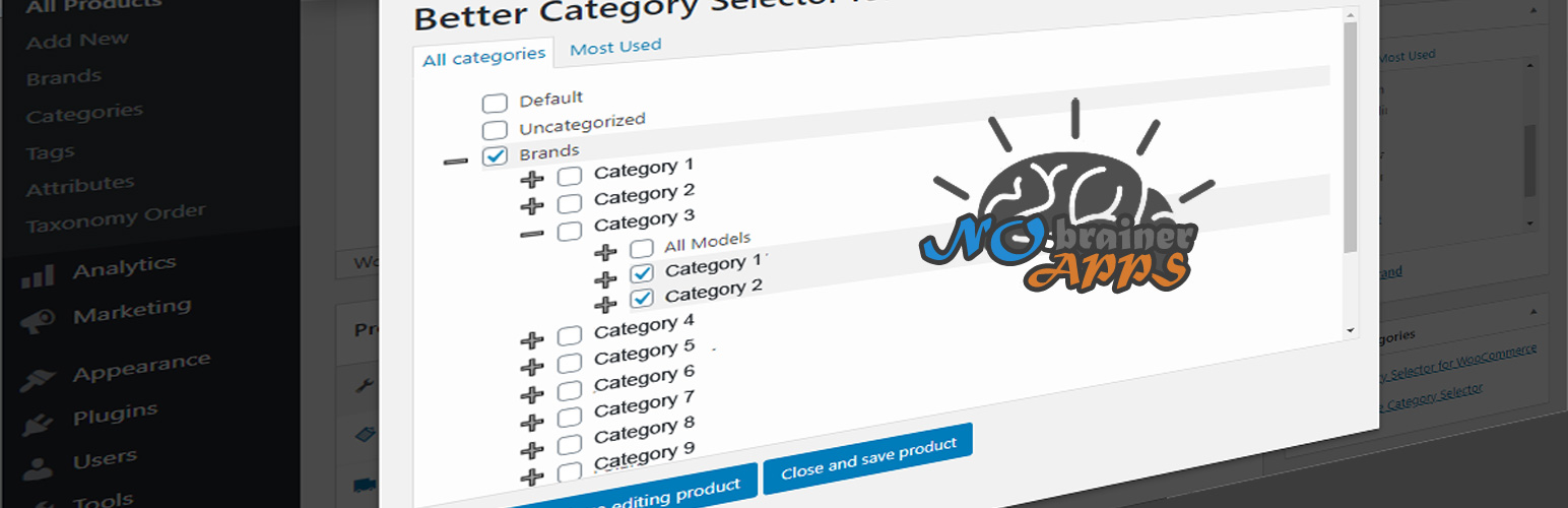 WordPress 外掛 Better Category Selector for WooCommerce 的封面圖片。