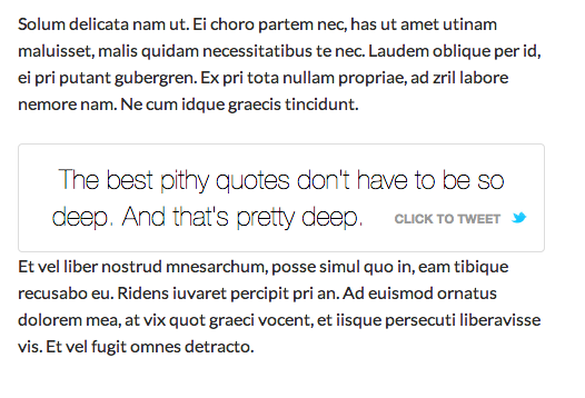 How the shareable quote box looks on the front: readers click to open X with your quote and link.