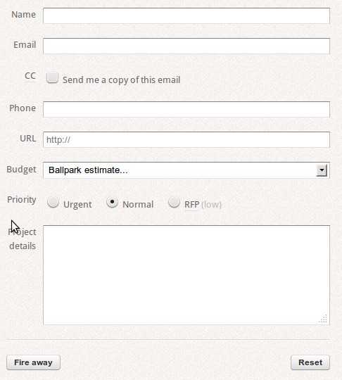 A demo of how form elements will look