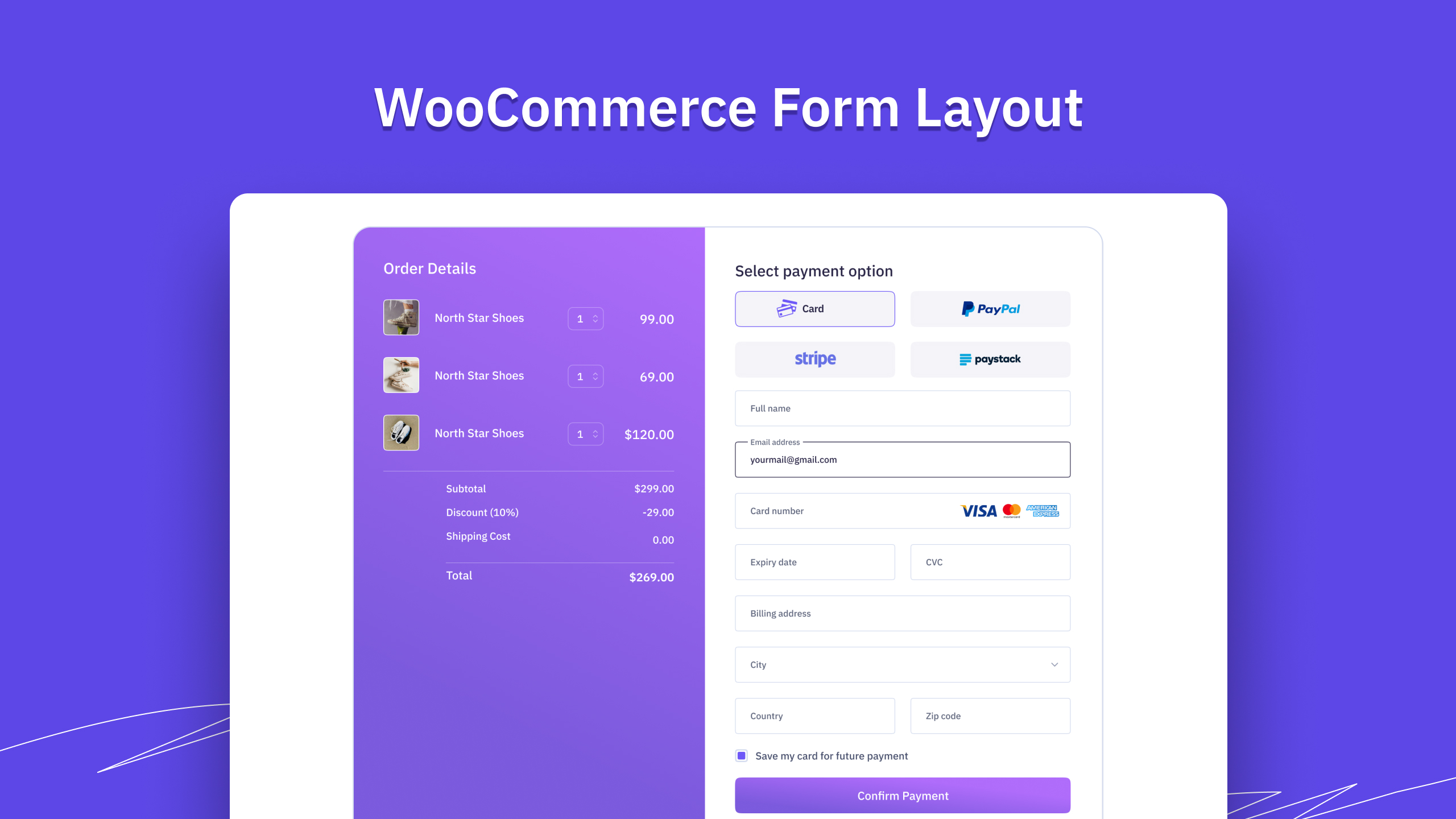 Layout do formulário do WooCommerce