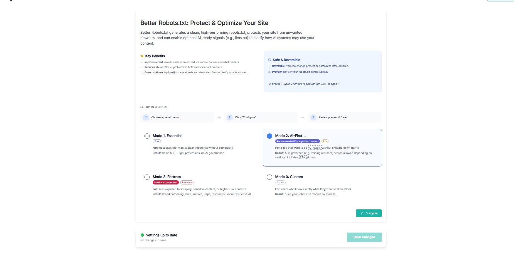 Step 0 - Preset selection with product introduction and setup guidance.
