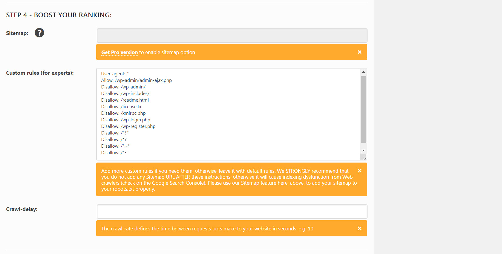 Better Robots.txt Settings Page