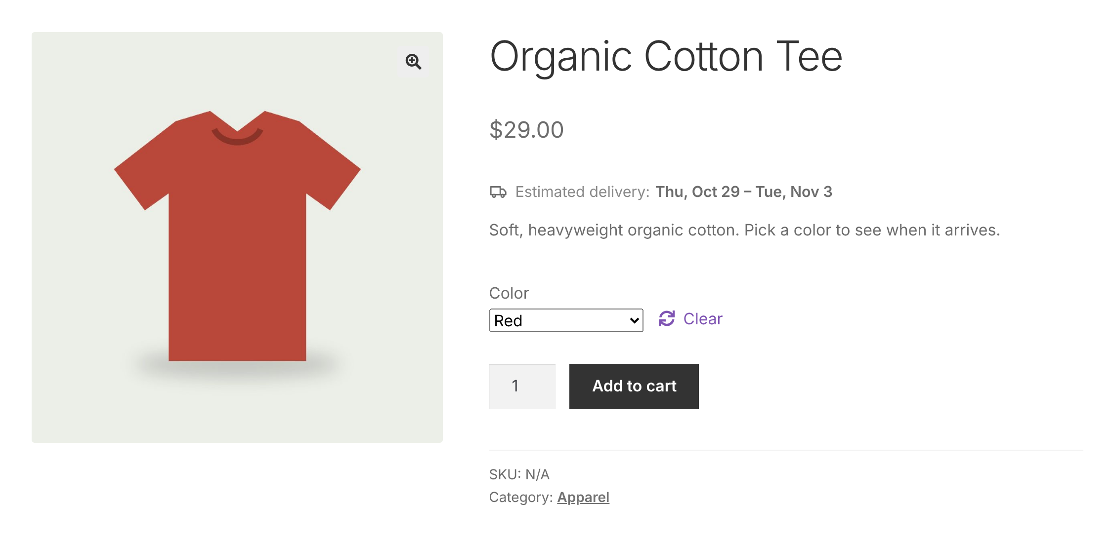 Estimated delivery date on a product page.